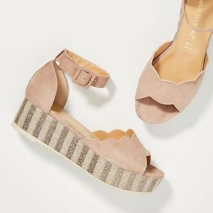 Paolo Mattei Sparkle-Striped Platform Sandals NEW